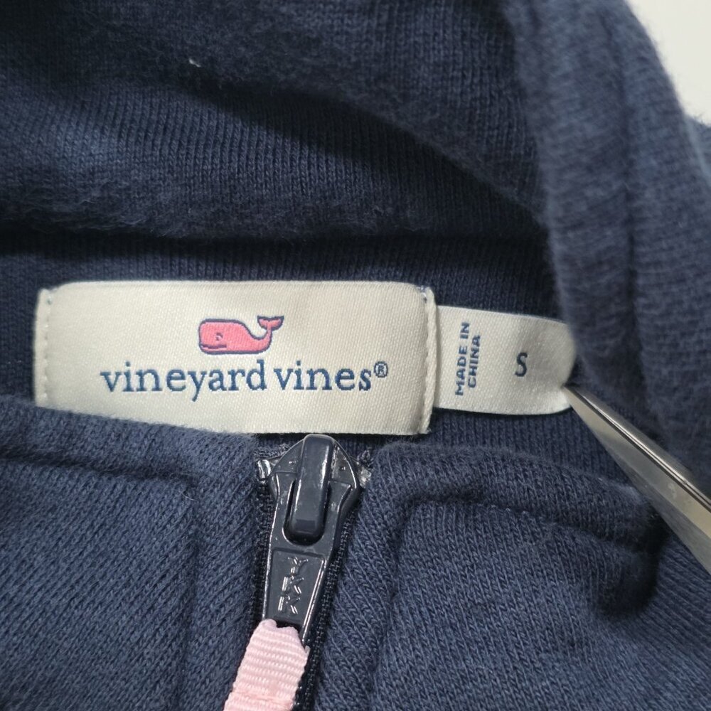 Vineyard Vines Polo Sweater Women S Navy LS 1/4 Zip Mock Neck Cotton Preppy Boho - Picture 4 of 15
